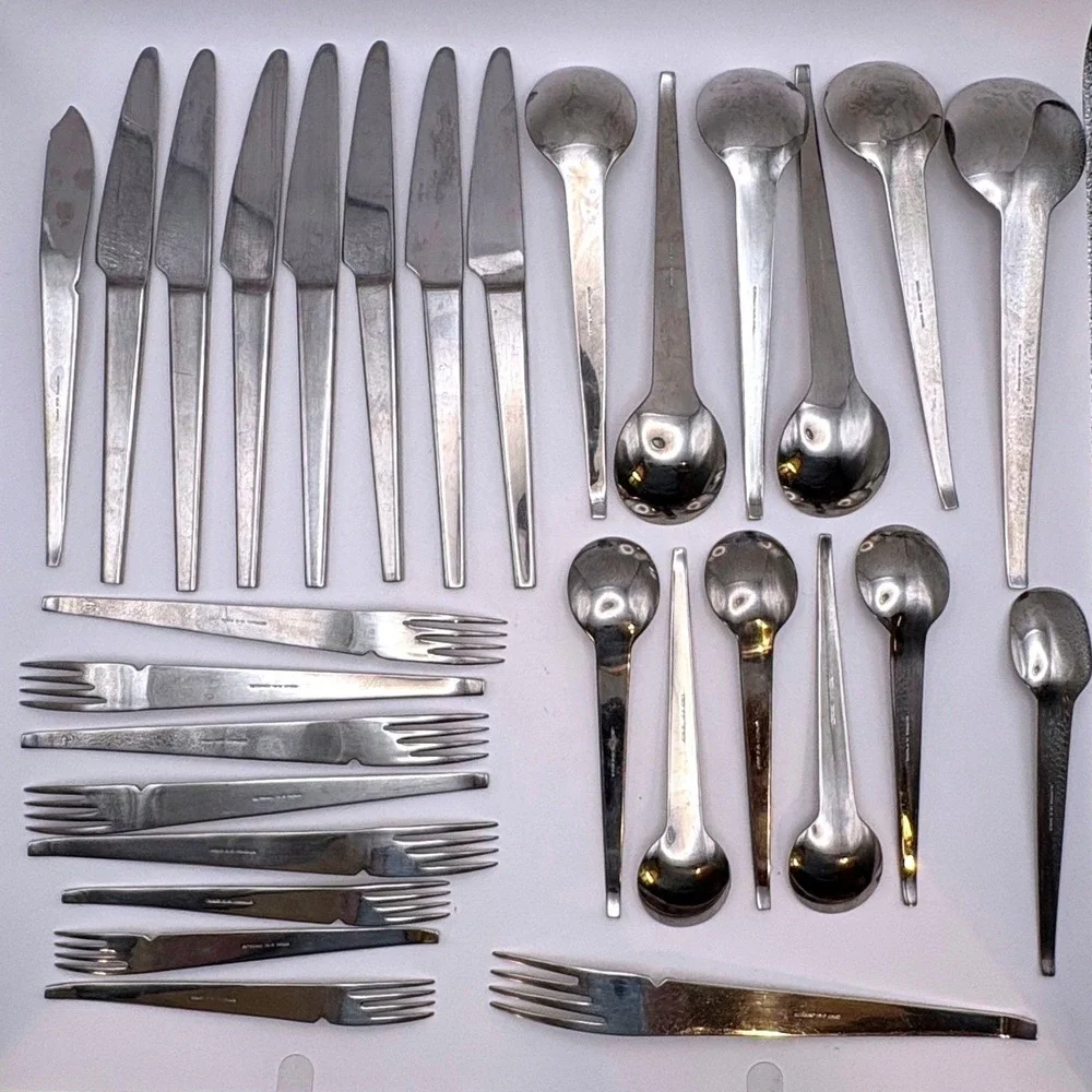 Retroneu Trek Stainless Flatware Set 29 Pc MCM Aubock Style Space Age Vintage